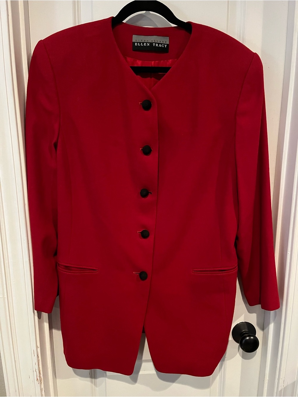 Ellen Tracy Women's Deep Red Button-Front Blazer Coat 16